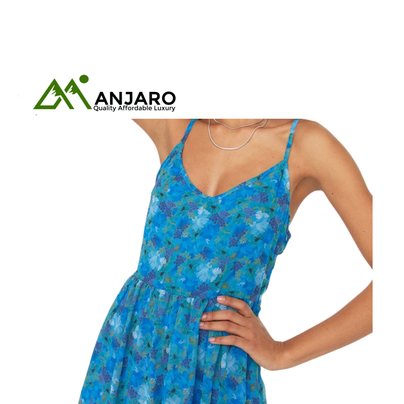 BLUE STRAP PATTERNED DRESS