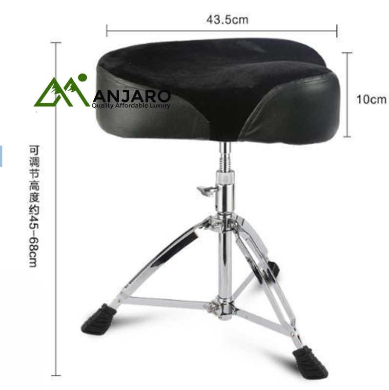 T-501BK Saddle Drum Throne – 25mm Alloy Frame, Leather Sponge Seat, 50–68cm Adjustable Height