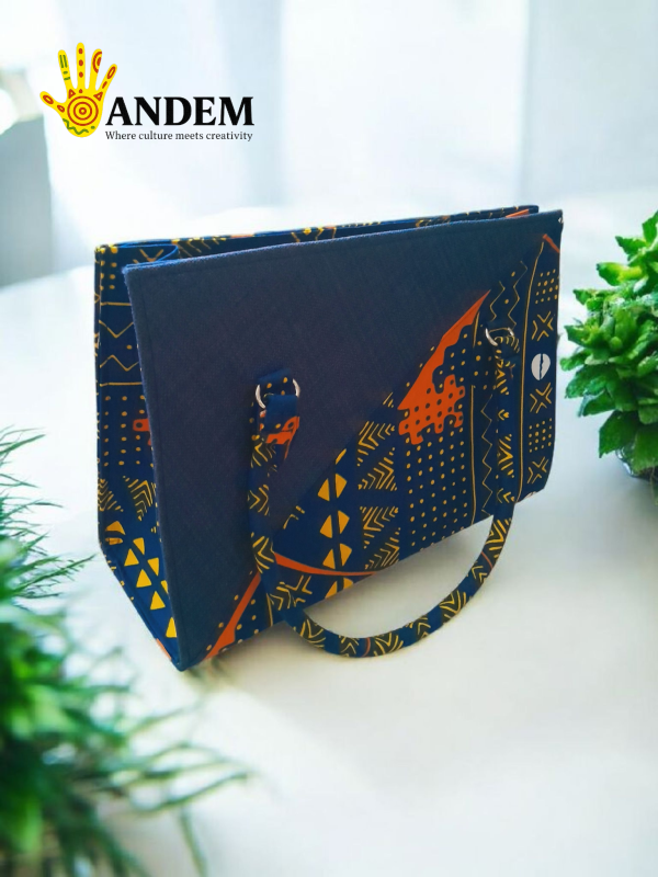 Makena Bag - Elegant Blue & Gold African Handbag