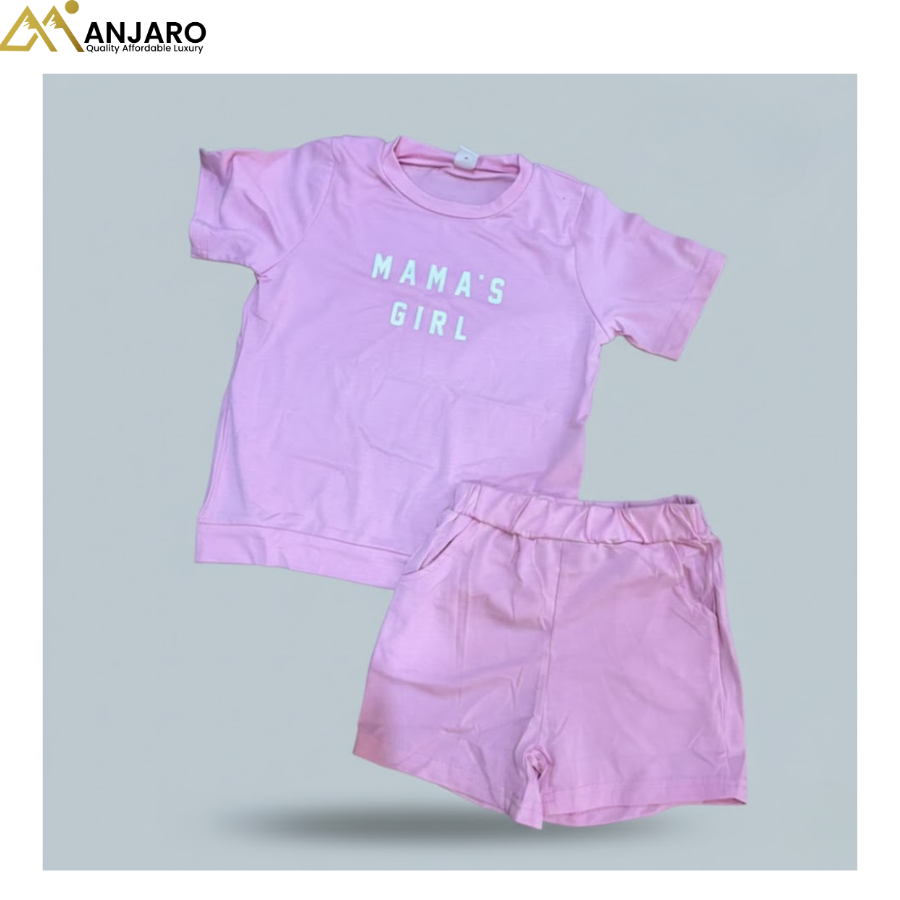 Girls “Mama’s Girl” Pink T-Shirt & Shorts Set – 2 Piece Outfit (4–5 Years)
