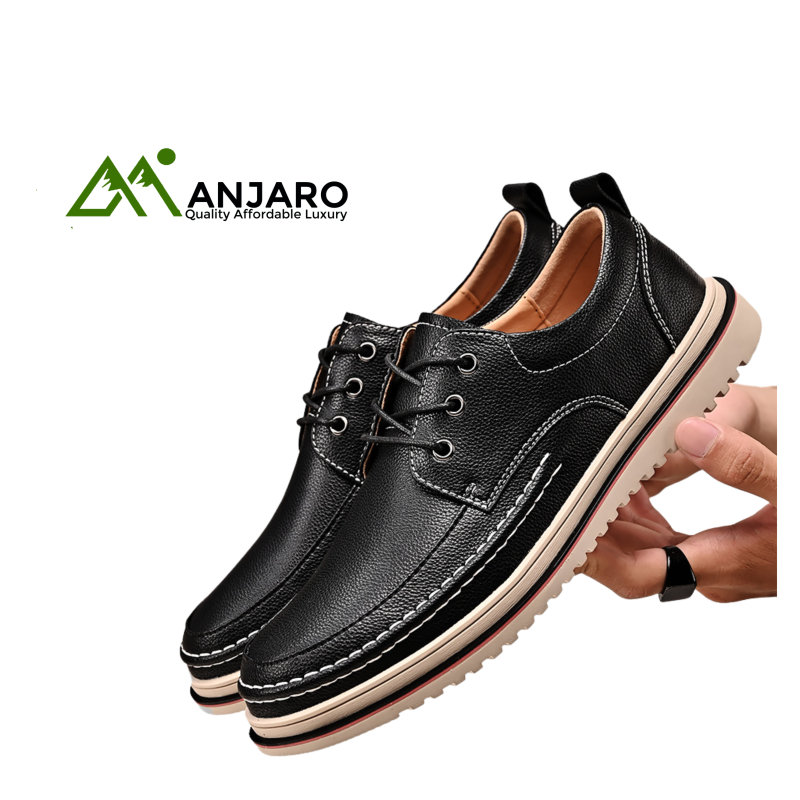 Men’s British Trend Blue Casual Leather Shoe – Lightweight & Height Increasing