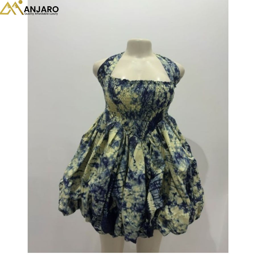 Smocked Mini Dress – Blue Tie-Dye