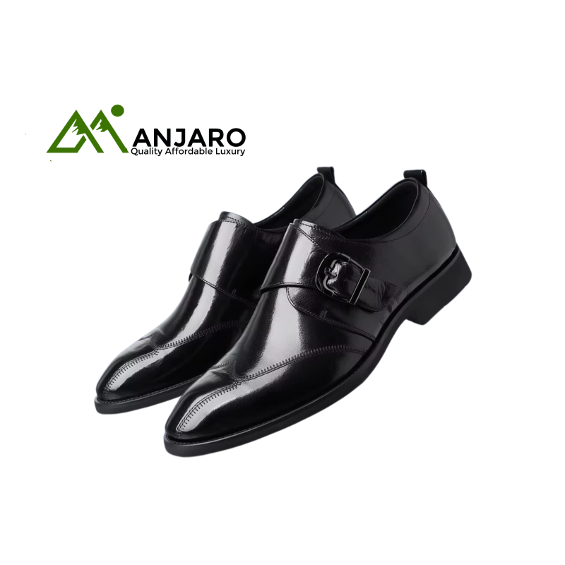 Casual Leather Shoes for Men – Simple Business Style Slip-On with Soft Anti-Slip Sole & Wear-Resistant Pointed Toe