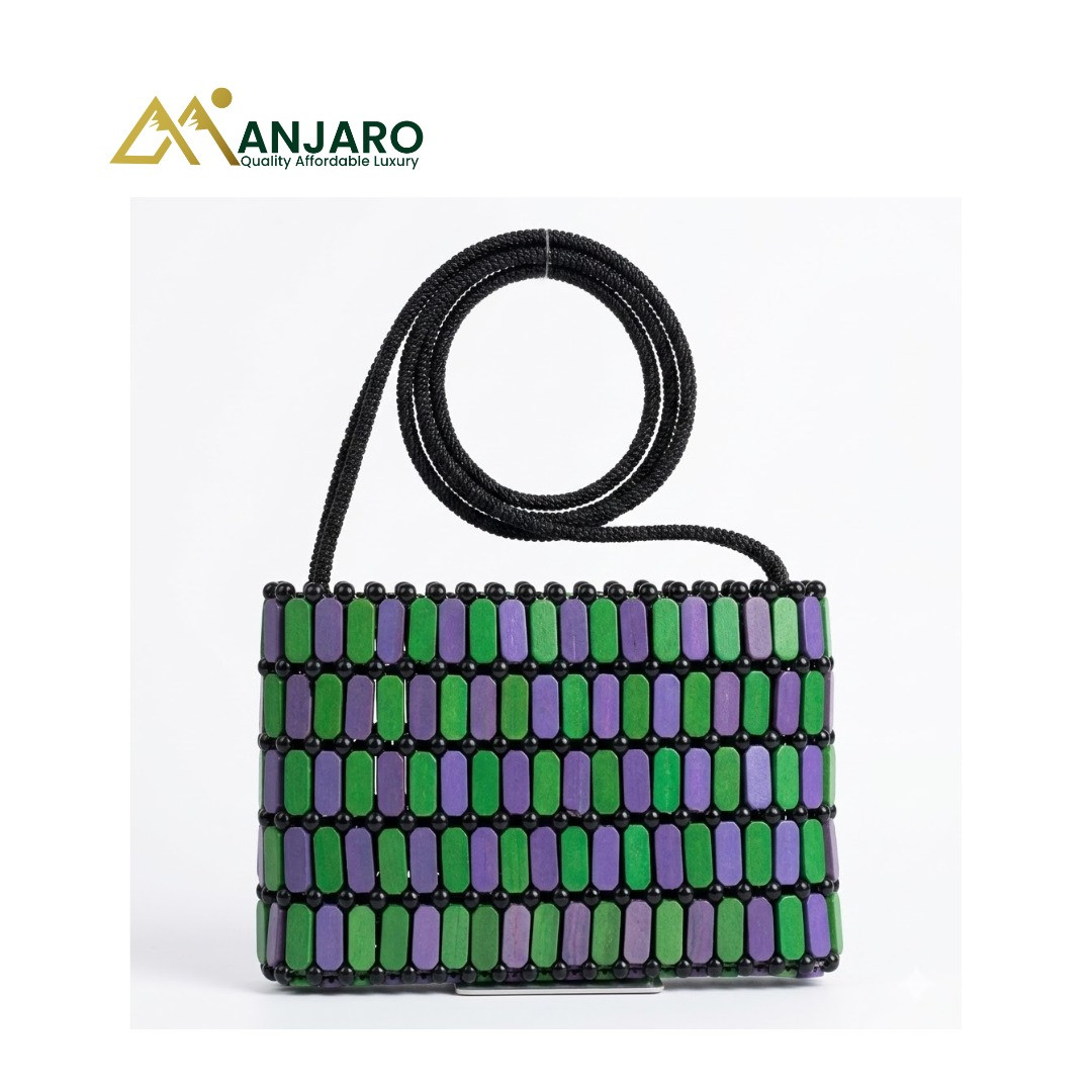 Jade & Amethyst Beaded Crossbody – Emerald Mosaic Fusion