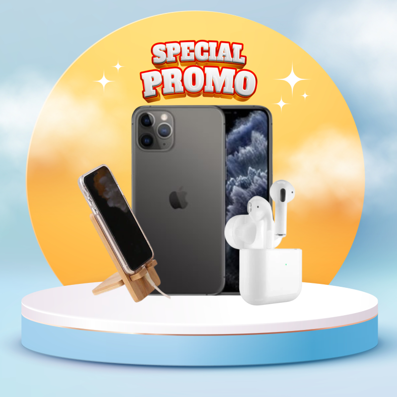Apple iPhone 11 Pro (UK Used) with Free Wooden Phone Stand & AirPods Pro4 Wireless Bluetooth Headset