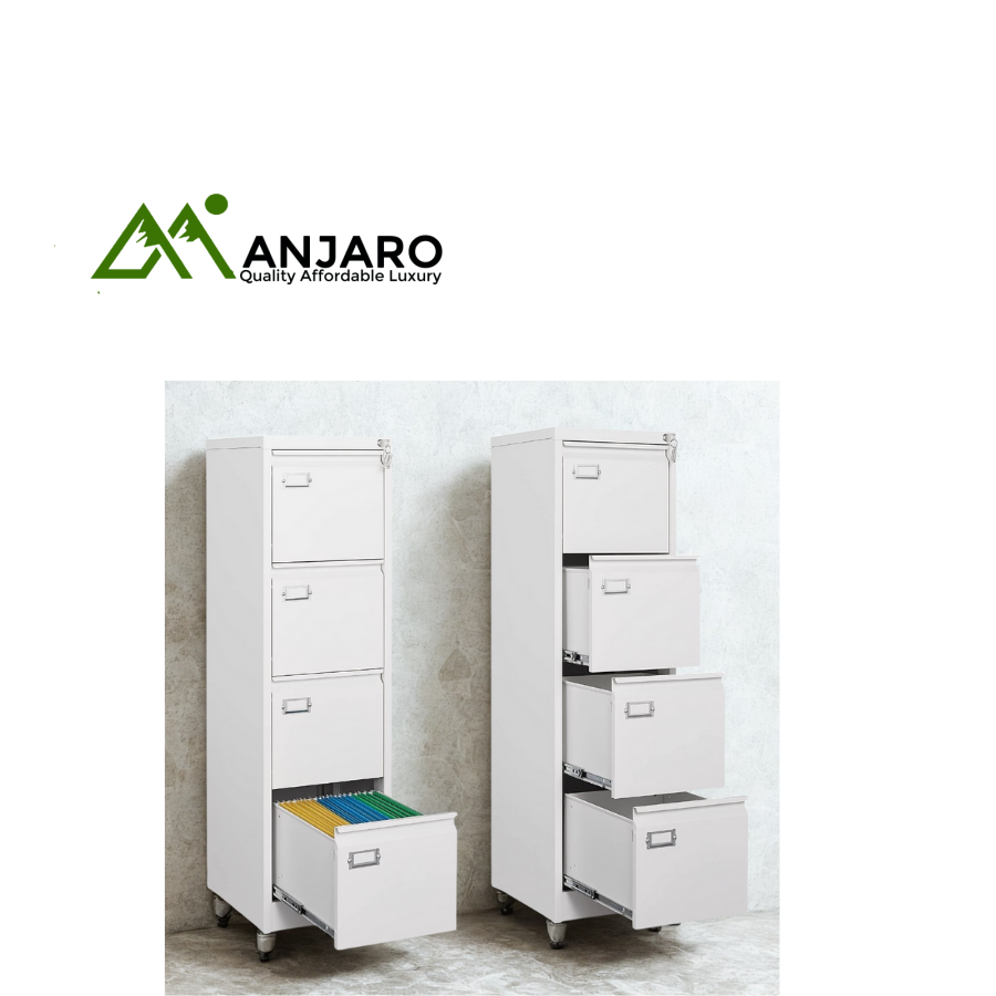 4D GF-KX 4-Drawer Vertical Filing Cabinet in Crisp White Steel – Secure Organization for Dynamic Workspaces