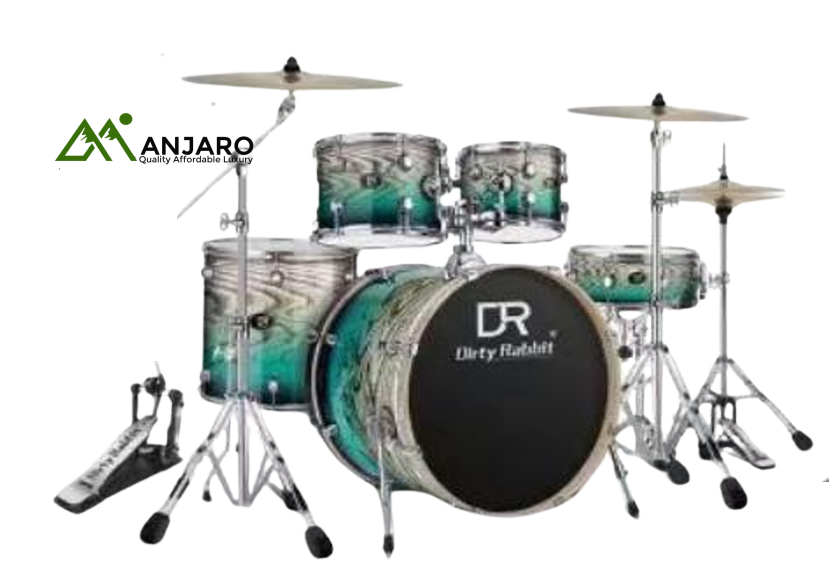 DR-3+ 5-Piece Drum Set with Stool & Cymbals – Double-Layer Oil Skin, Poplar Shells, Pro Alloy Hardware