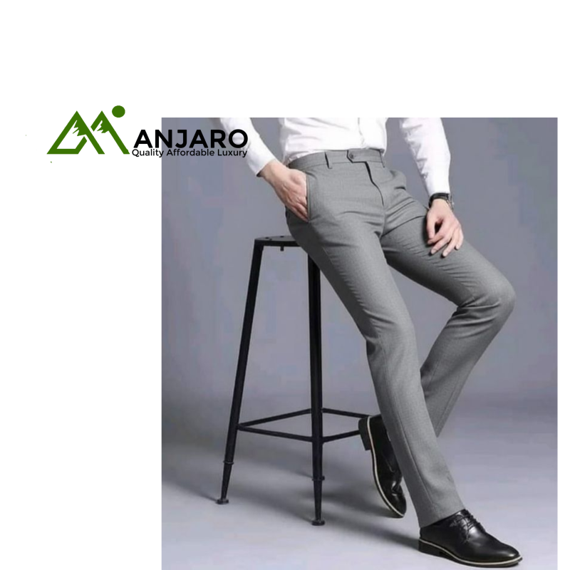 Men’s Slim-Fit Stretch Gray Formal Trousers – Tailored Comfort & Timeless Elegance