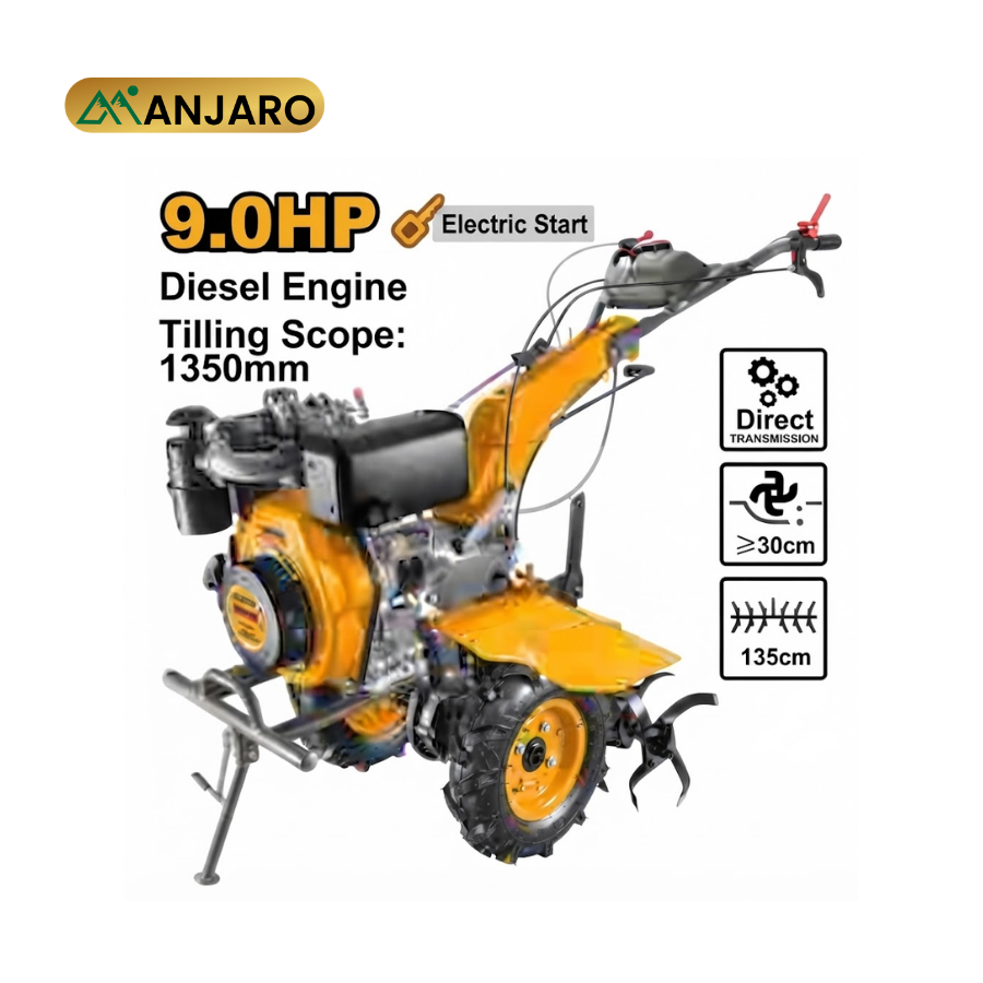 Ingco 9HP Diesel Tiller 1350mm – Heavy-Duty Agricultural Cultivator with Electric Start DC13501D