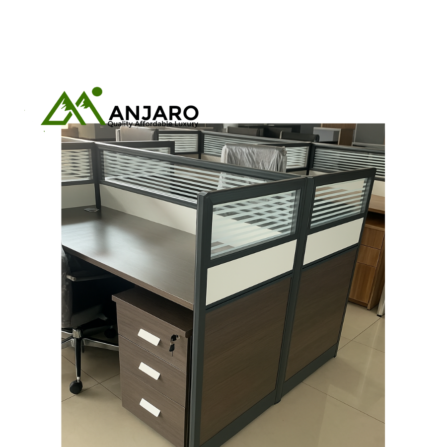 6-Seater Modular Office Workstation Desk with Chairs & Storage Drawers – Modern Partition Cubicles