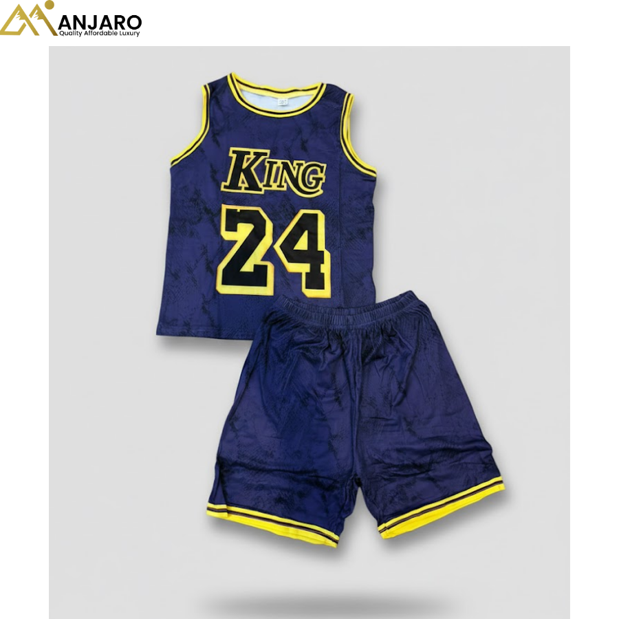 Boys King 24 Basketball Jersey & Shorts Set – 2 Piece Sports Outfit (8–11 Years)