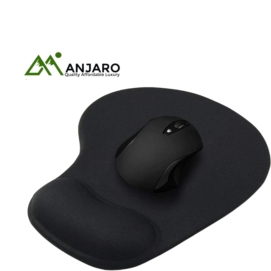 H-02 Ergonomic Mouse Pad with Wrist Support – Anti-Slip Base, Soft Gel Cushion – Black