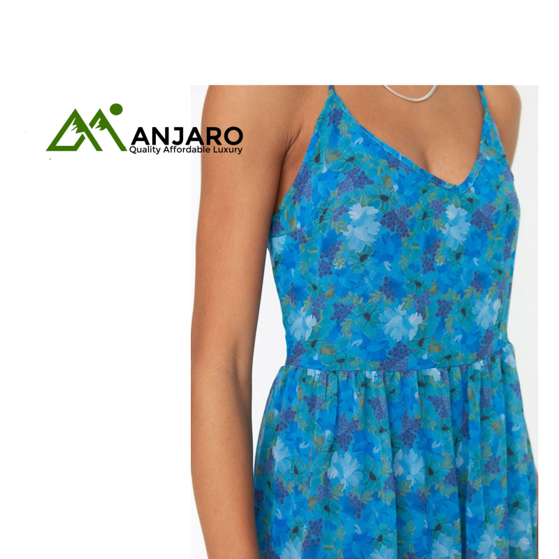 BLUE STRAP PATTERNED DRESS