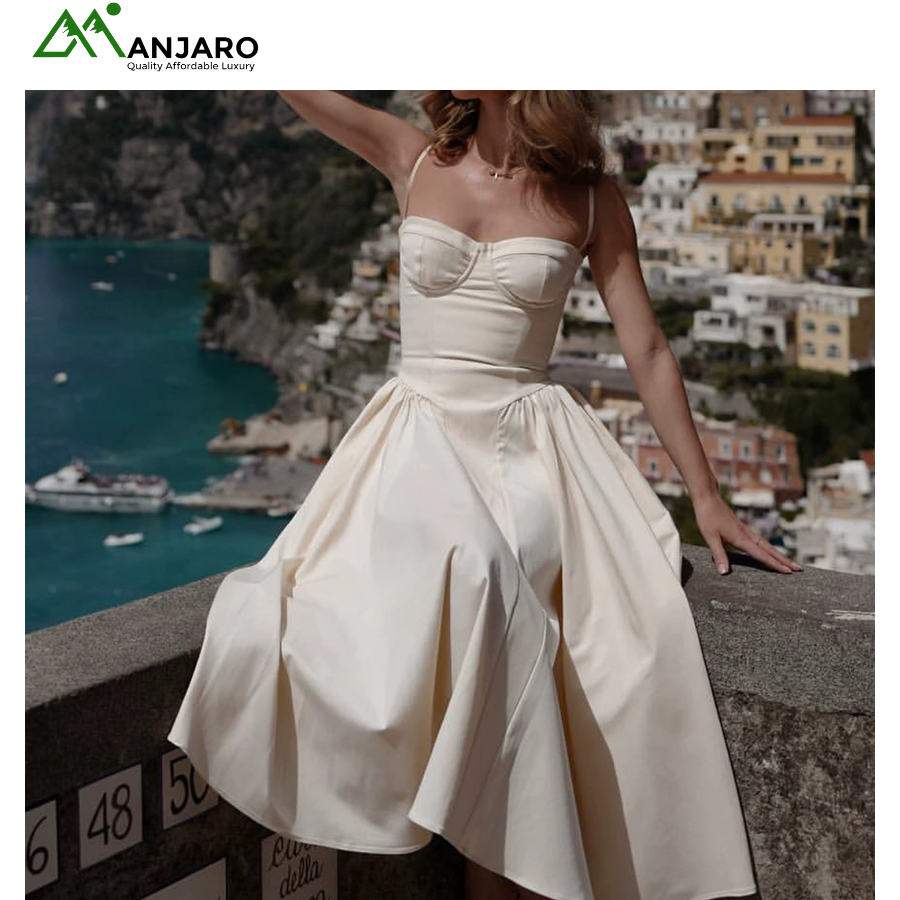 Dynoppy Women's Sexy V-Neck Suspender Dress – Backless Slim-Fit Mid-Length Pencil Dress (Shipping Fee Included)