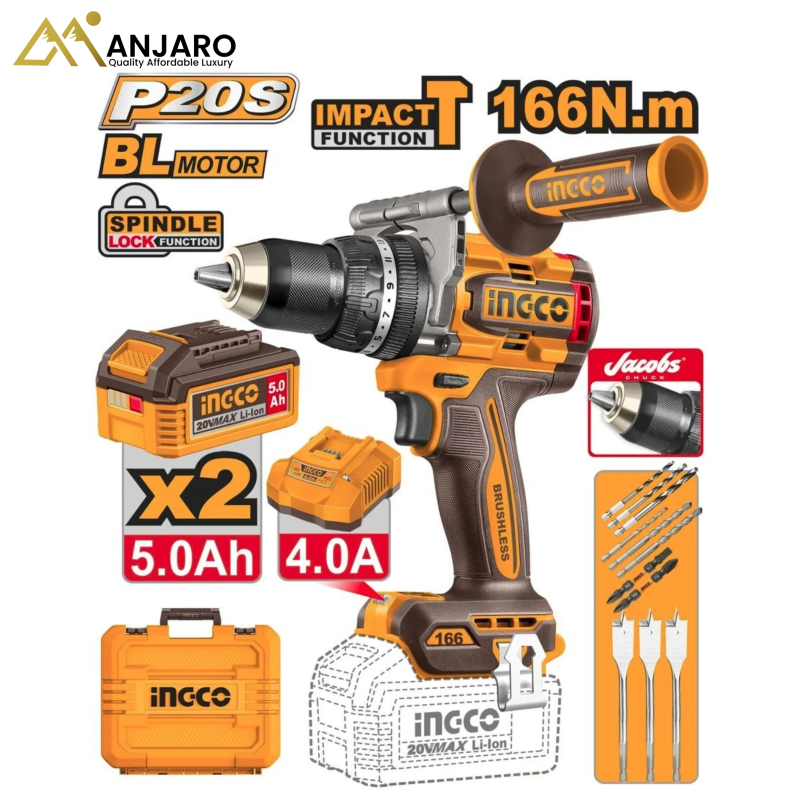 INGCO Brushless Cordless Impact Drill – 20V CIDLI201668