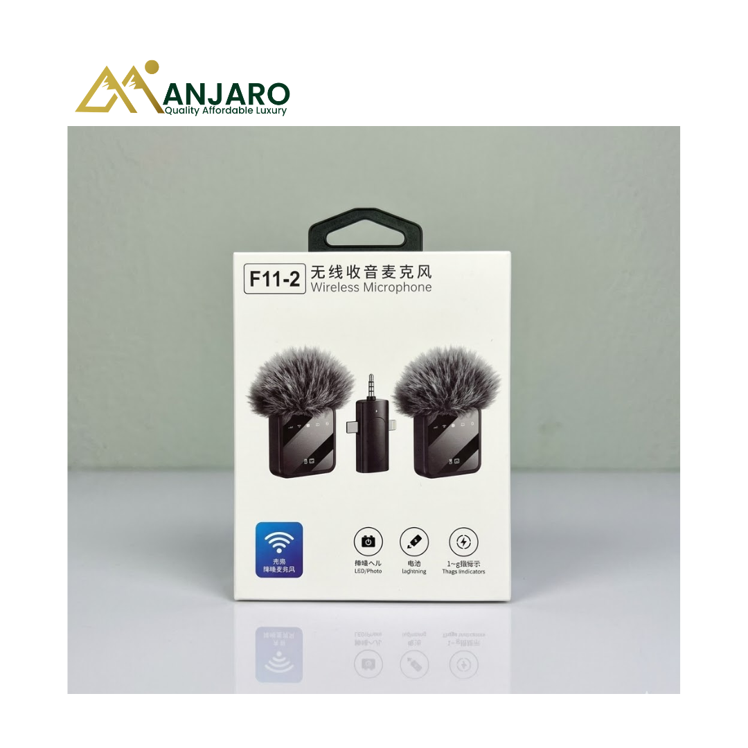 F11-2 Wireless Microphone – Dual Mic, Noise Reduction, 3-in-1 Connectivity & All-Day Battery