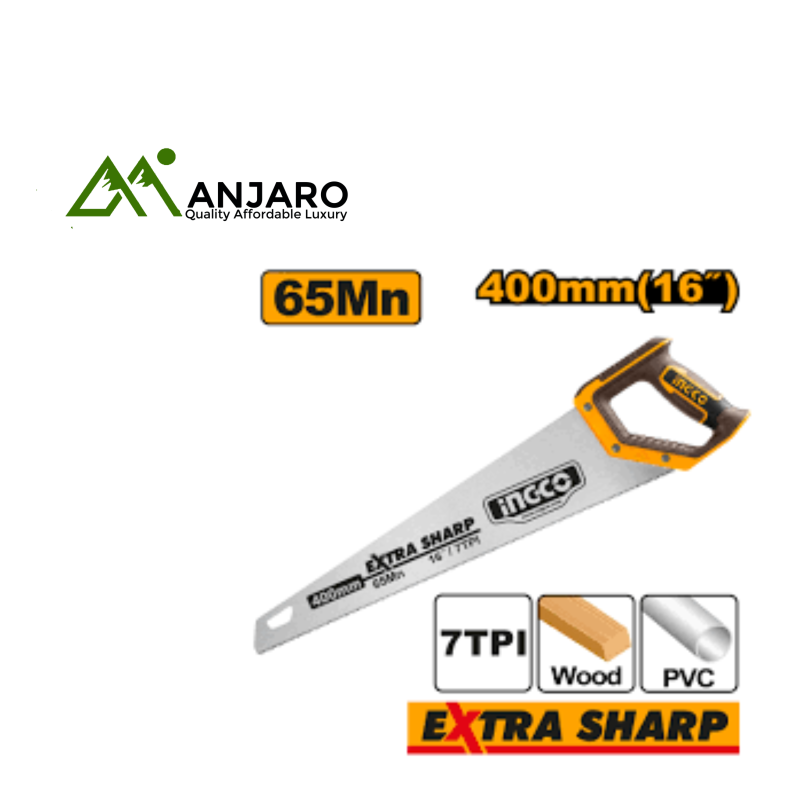 HHAS15400 16" Hand Saw – 65Mn Steel Blade, Extra Sharp Teeth & Heat-Treated Precision