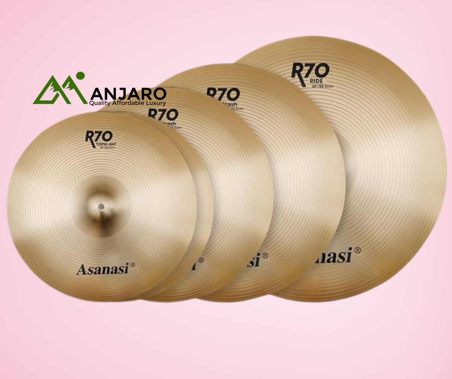 R70 5-Piece Alloy Cymbal Set (14", 14", 16", 18", 20") – Durable Practice & Performance Cymbals