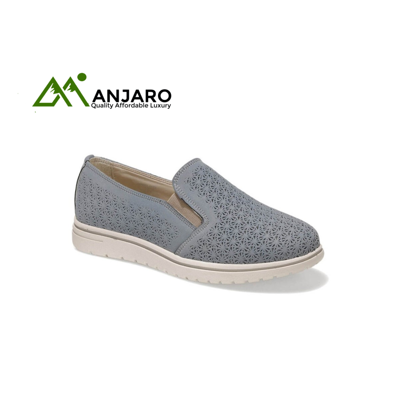 Blue Comfort Shoes – Laceless Faux Leather Everyday Flats for Women