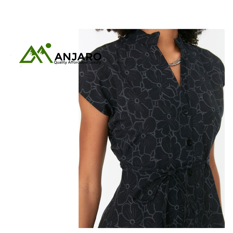 Black Belted Buttoned Mini Dress