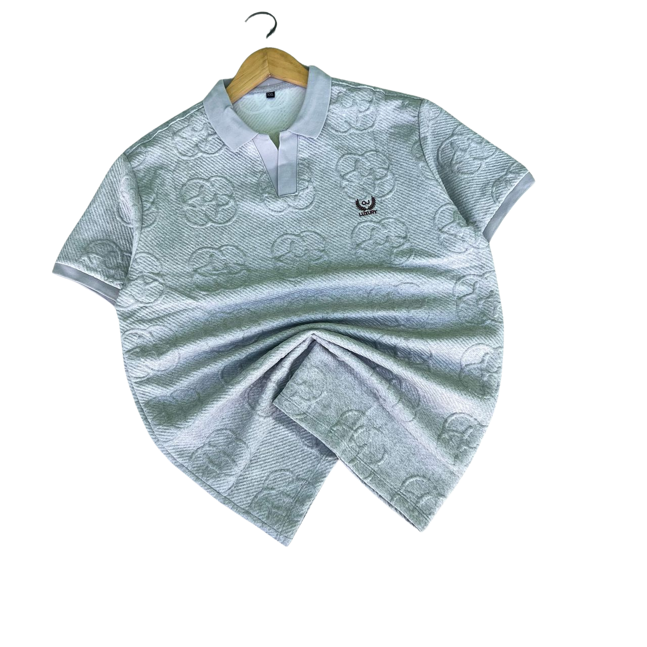 Embroidered Floral Polo Shirt – Soft Cotton with Subtle Floral or Clover Pattern for Men