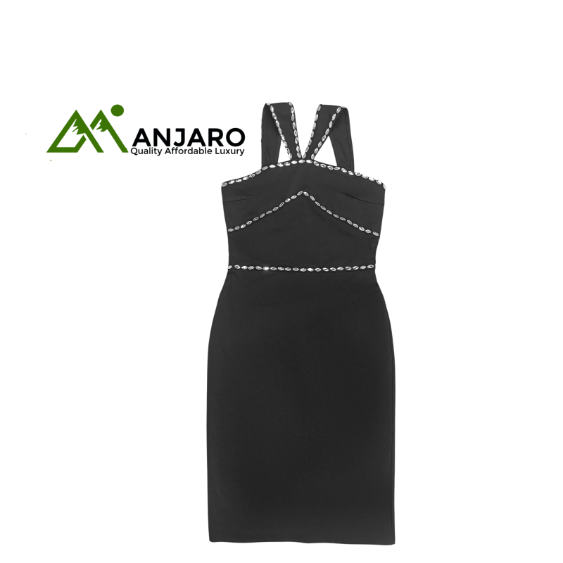 Halter Mini Dress – Rhinestone Bandage Dress for Women | Sparkling Velvet Party Outfit