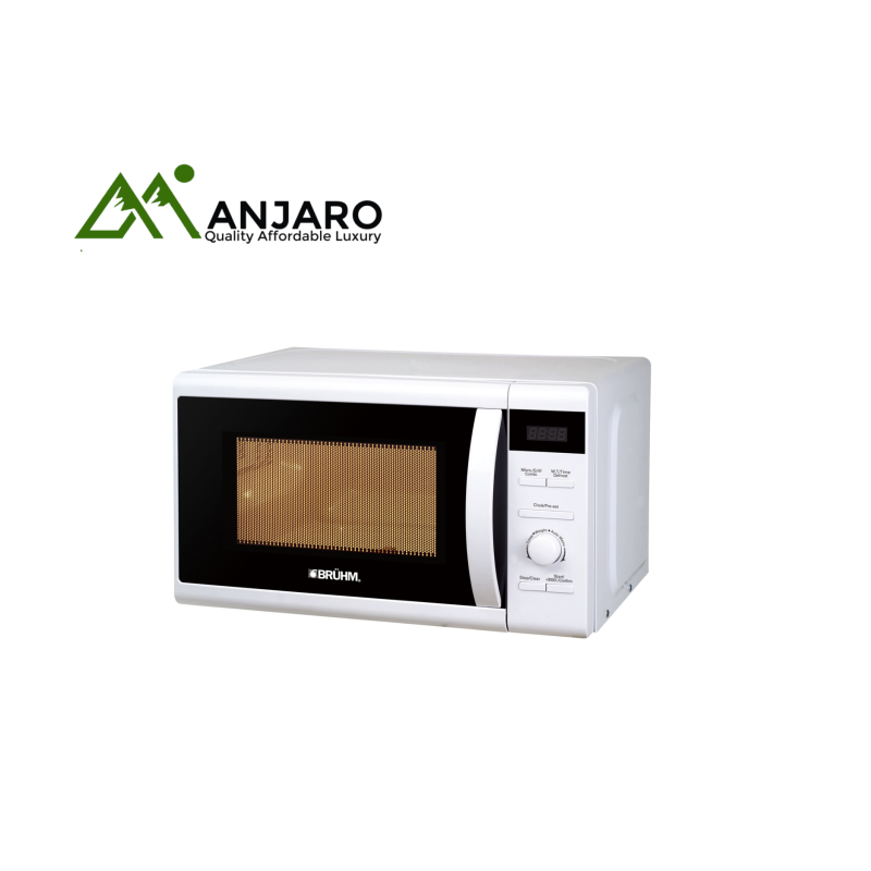 Bruhm BME-20GW 20L Microwave Oven with Grill – Sleek White Design for Efficient Cooking
