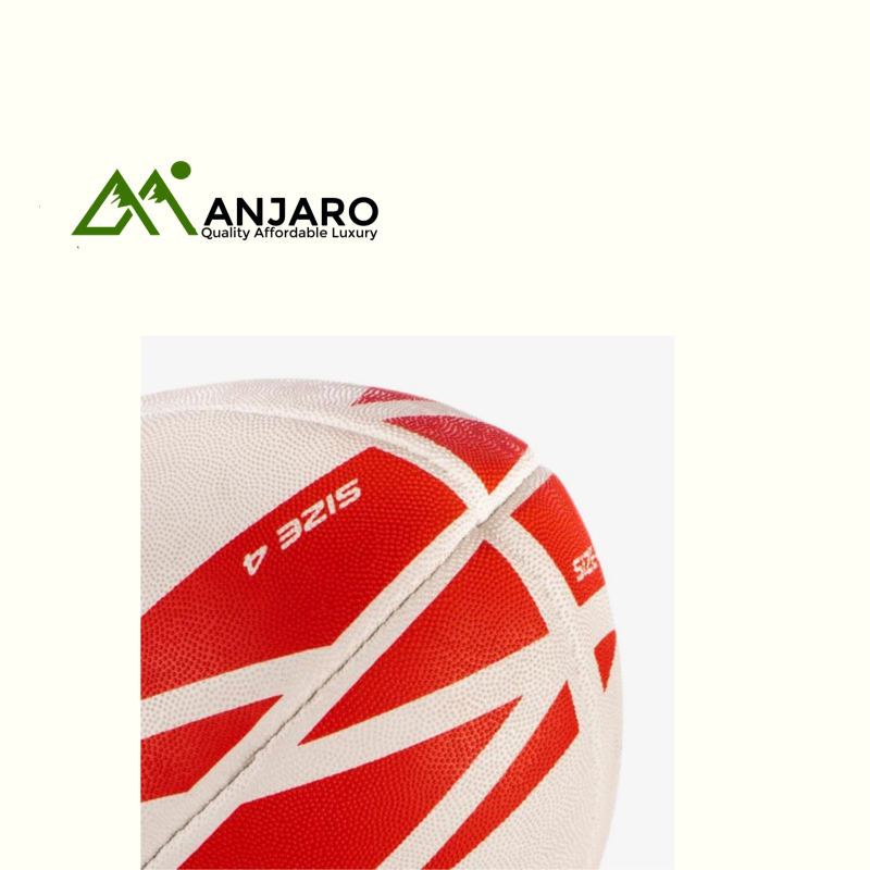 Rugby Ball R100 Size 4 - Red | Hand-Stitched Ball for Ages 10–14