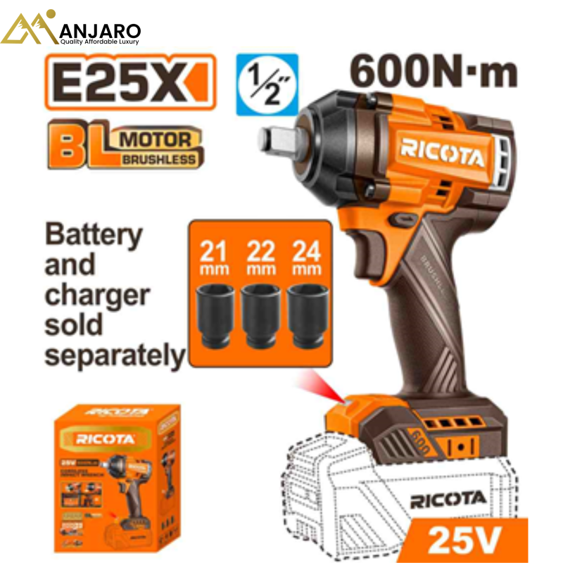 Ricota  Brushless Cordless Impact Wrench – 25V RLEWH256001