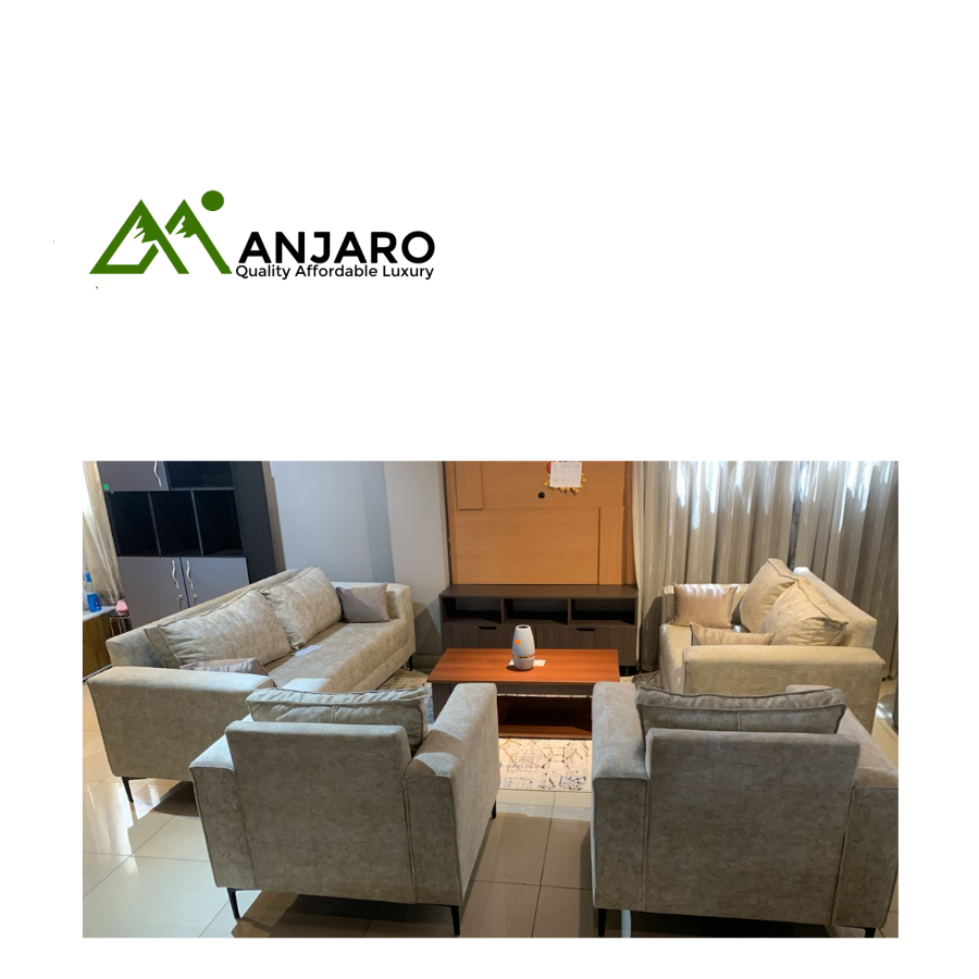 Contemporary Beige Fabric 7-Seater L-Shape Sofa Set – Modular Comfort, Modern Elegance, and Community Living