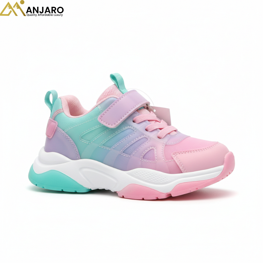 Kids’ Pastel Dream Gradient Athletic Sneakers – Pink/Blue/Purple