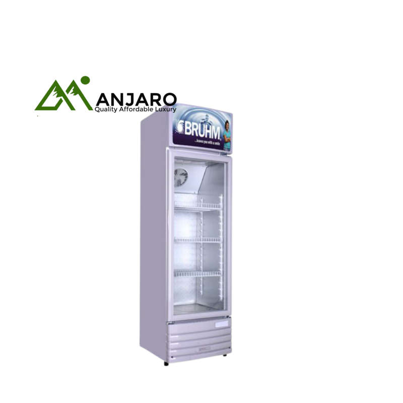 BRUHM Beverage Cooler BBS-209M – 209L, Double-Layer Tempered Glass Door, Mechanical Temperature Control with Display, Interior LED Lighting, Adjustable Shelves, Security Lock & Key, Advanced Compresso