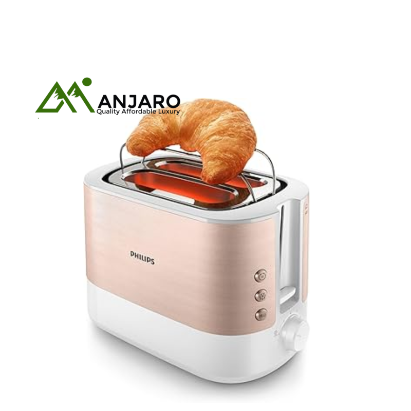 PHILIPS HD2637/11 Toaster – Extra-Wide Slots, 950W with Defrost & Reheat Functions, White