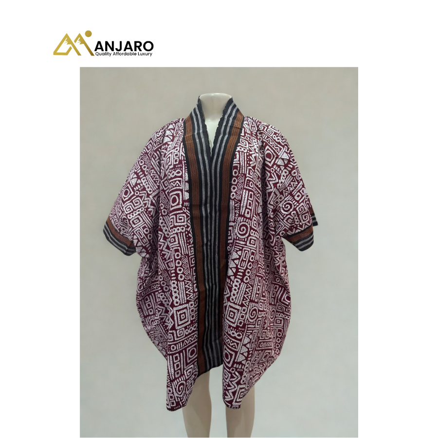 Artisanal Geometric Batìk Bubu – Terracotta & Mahogany Edition