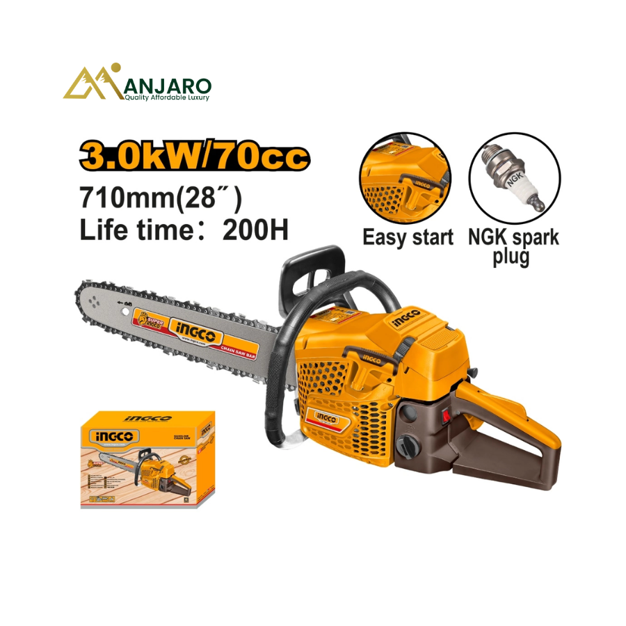 Ingco Gasoline Chain Saw 70cc 28-Inch 3.0kW Easy Start GCS5702811