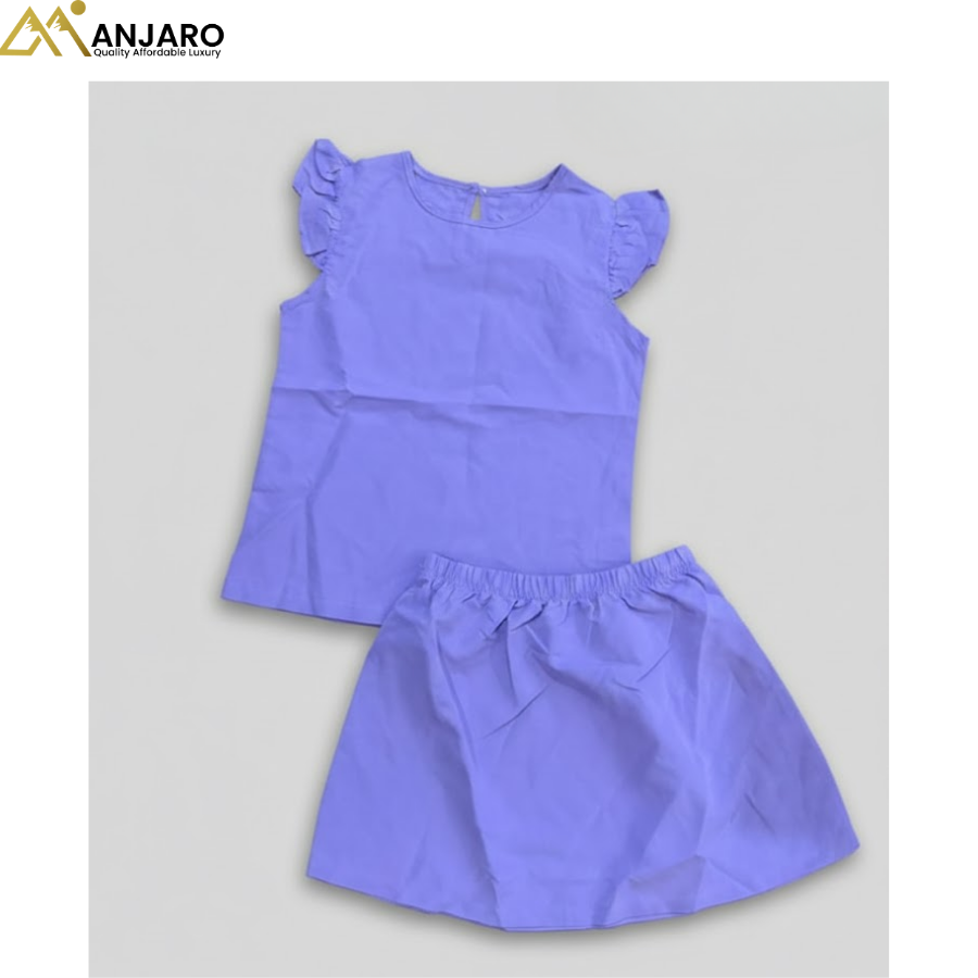 Girls Lilac Ruffle Sleeve Top & Skirt Set – 2 Piece Outfit (Sizes 4–6 Years)