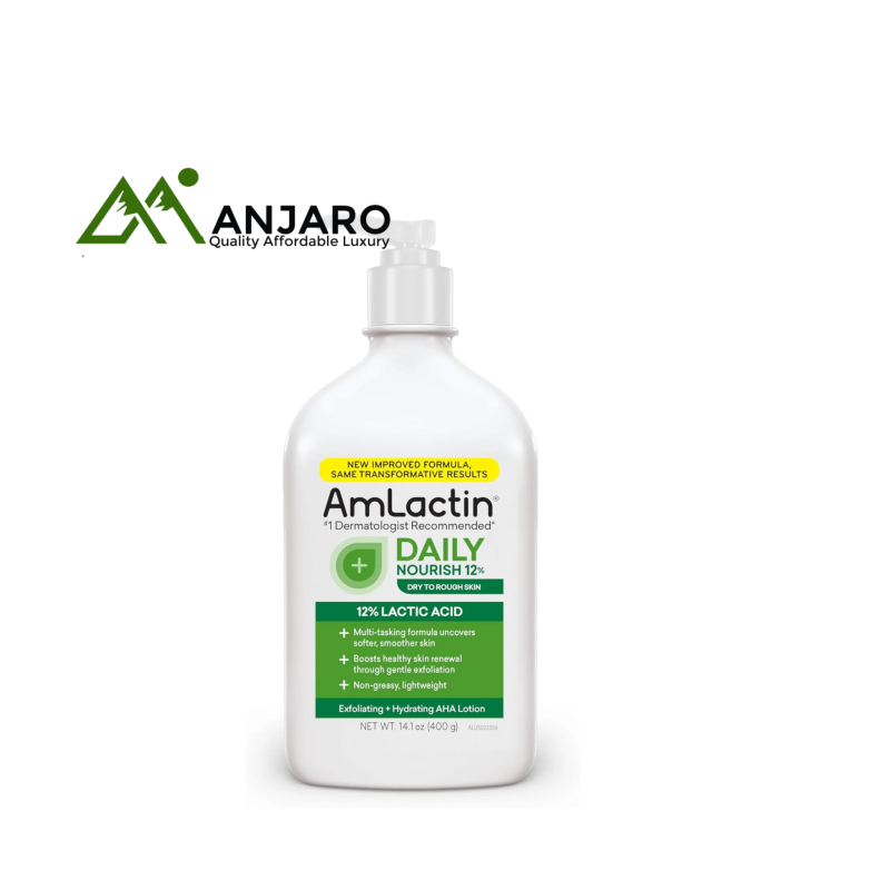 AMLACTIN 12% Lactic Acid Daily Moisturizing Lotion – 14.1 oz | Smooths Rough, Dry, Bumpy Skin