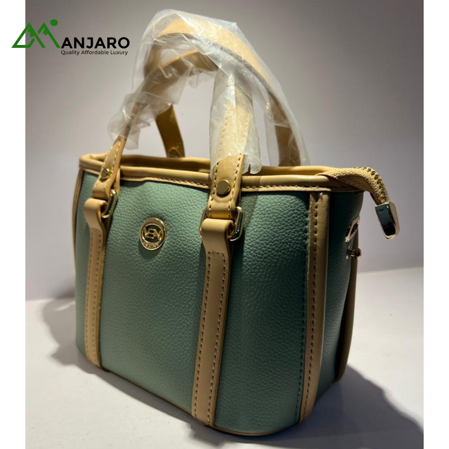 Mint Green Mini Tote Handbag with Tan Trim – Chic, Compact & Everyday Style