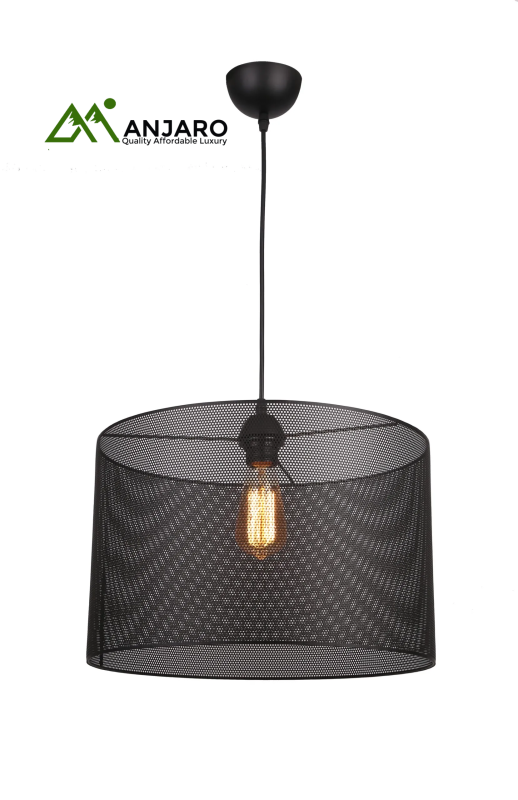 Black Mesh Pendant Light – Industrial Style E27 Ceiling Lamp