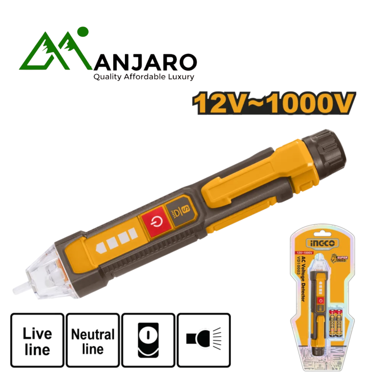 VD100091 AC Voltage Detector - 12V~1000V | Non-Contact Tester Pen with LED Alarm | Manjaro, Accra, Ghana