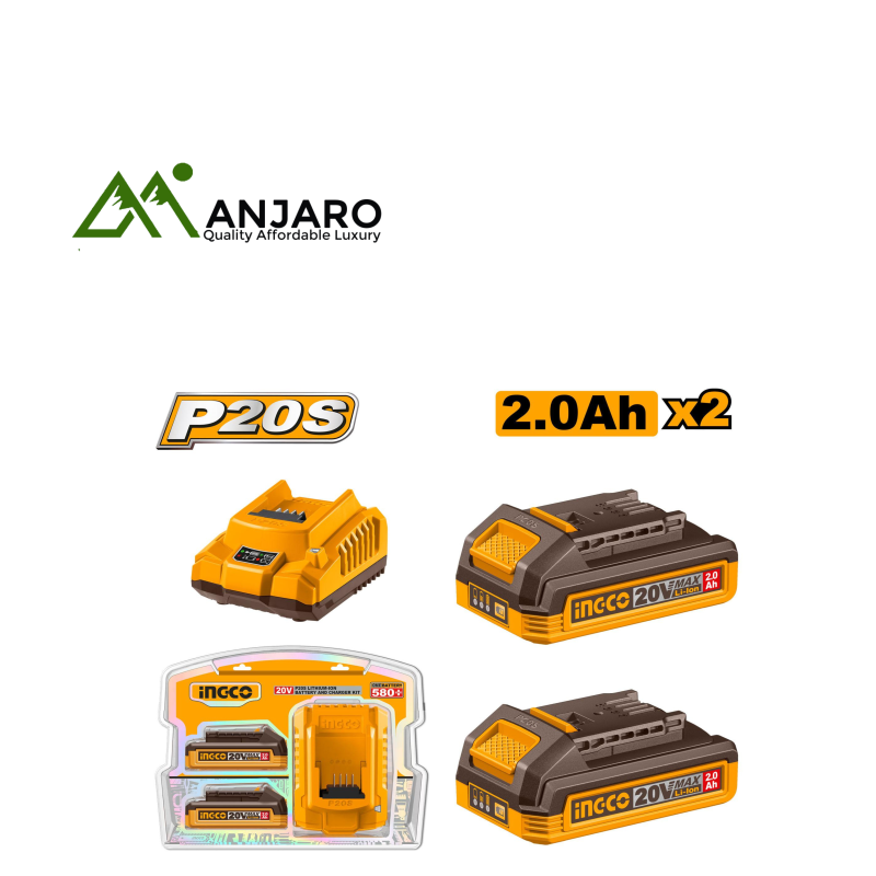 Ingco FBCPK1222 P20S Lithium-Ionbattery and charger kit