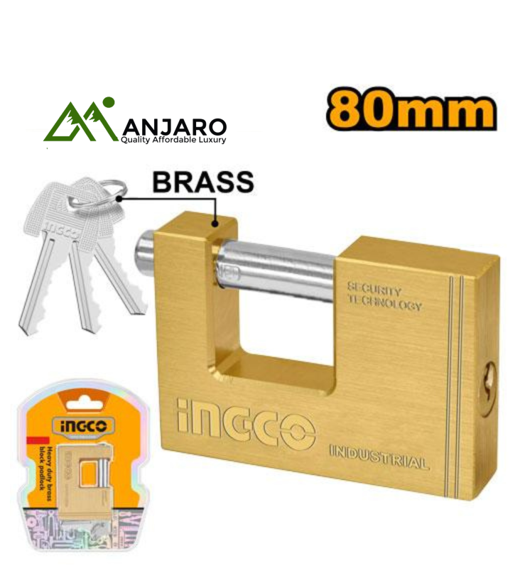 Ingco DBBPL0902 & DBBPL0802 Heavy-Duty Brass Block Padlock