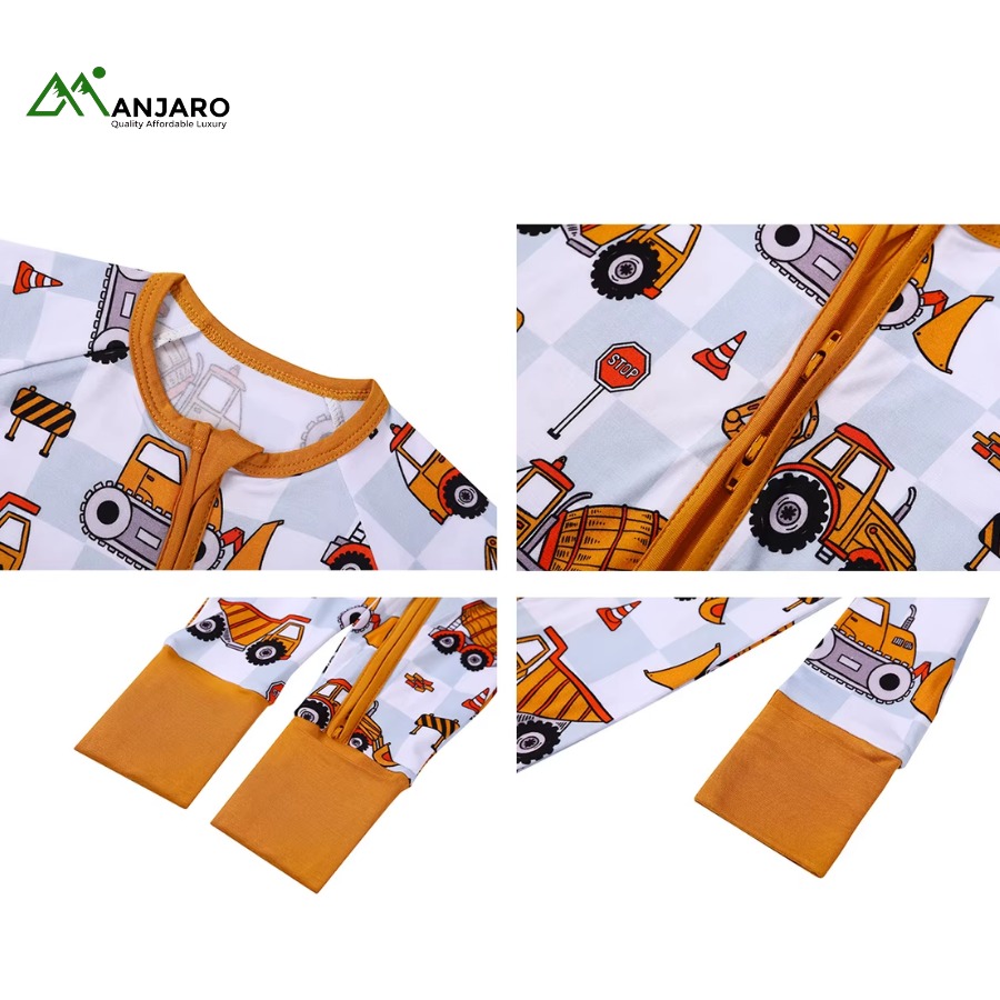 Bamboo One-Piece Long Sleeve Baby Romper – Soft Breathable Cartoon Zip Sleeper (shipping fee included)