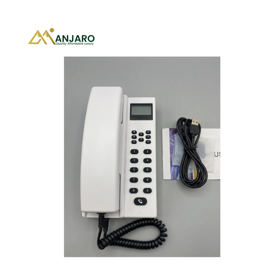 Wireless Intercom Telephone with LCD Display – Desktop Communication System – White