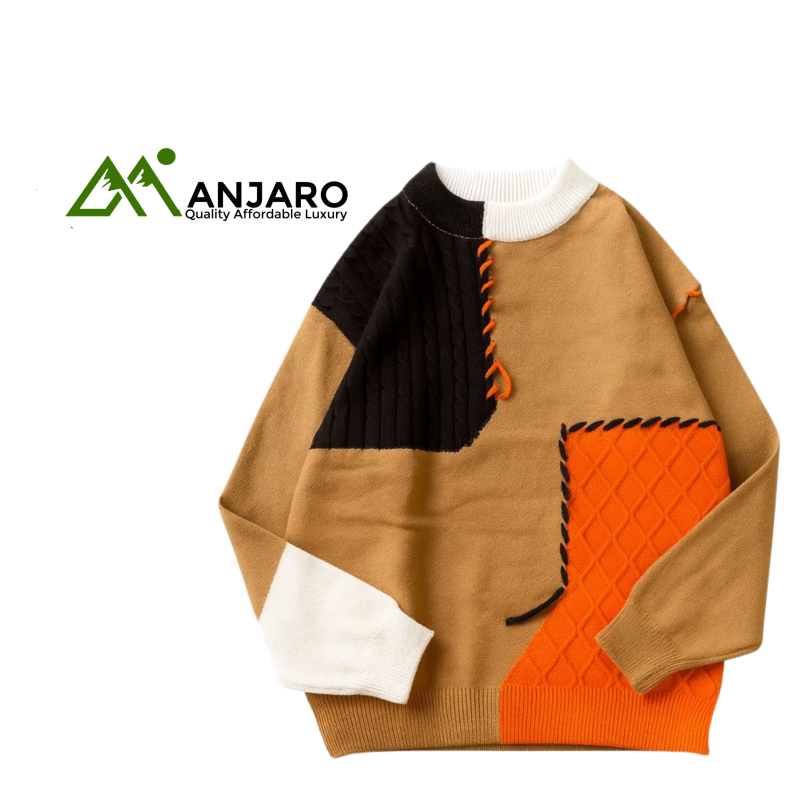 Deconstructed Patchwork Knit Sweater | Artistic Color Block Pullover for Unconventional Street Style