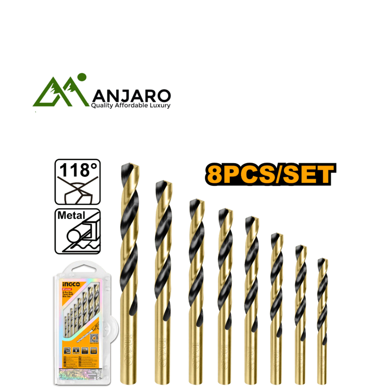 Ingco AKDB0801 8 Pcs HSS twist drillbits set
