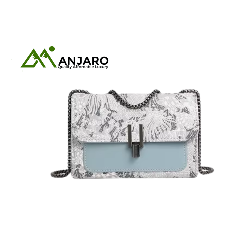 All-Match Embroidery PU Women’s Small Square Double Chain Shoulder Underarm Bag