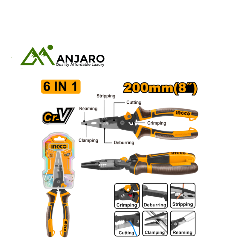 Ingco 6-in-1 Multi-Function Long Nose Pliers  HMFLNP28200