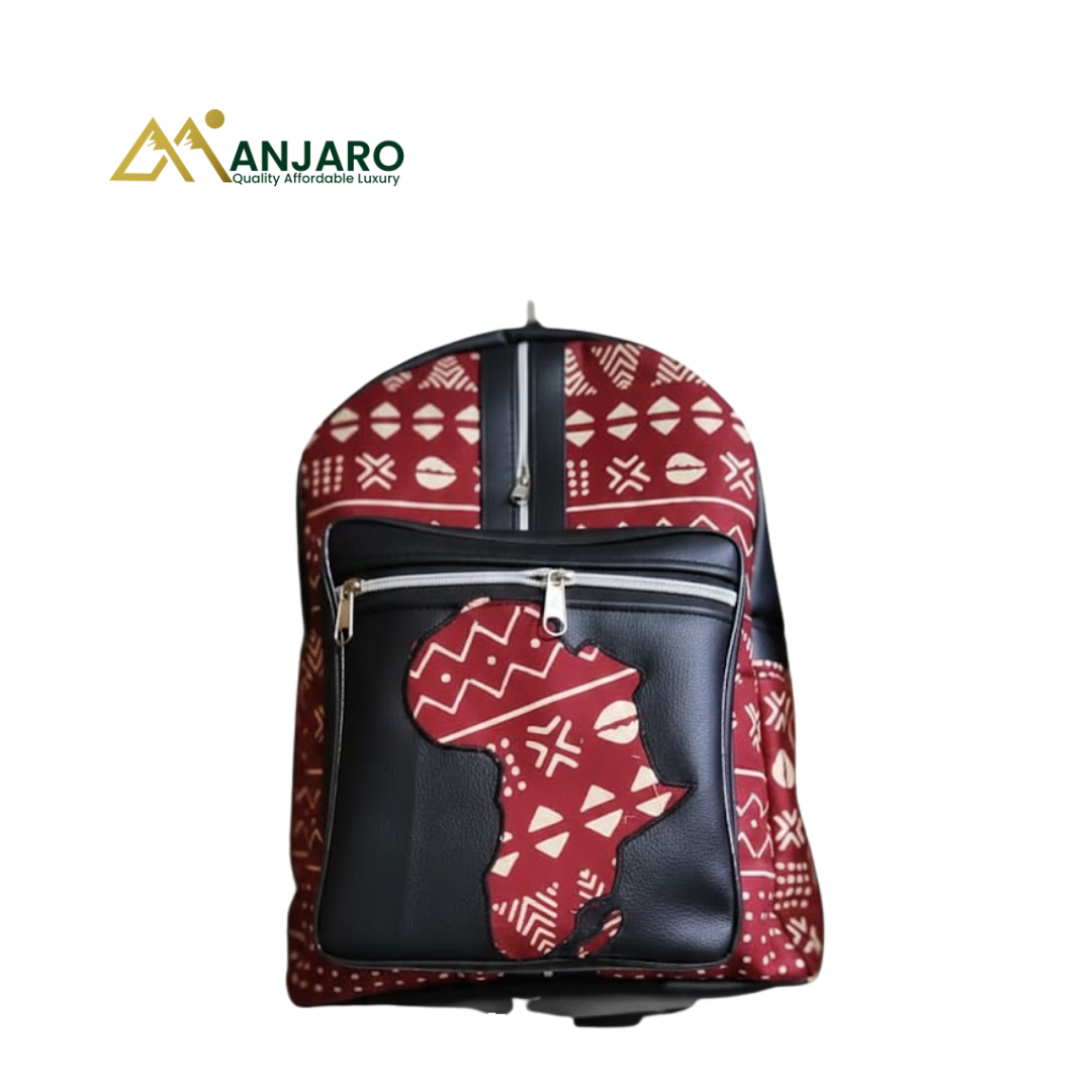 Artisan Heritage Africa Map Backpack – Crimson Mudcloth