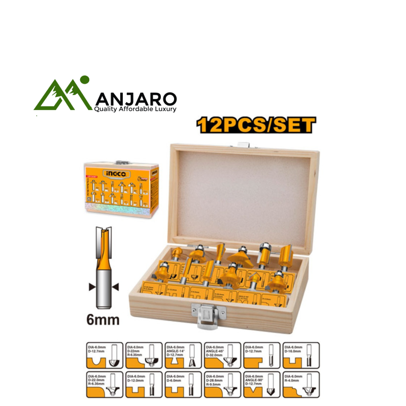 Ingco AKRT1201 12 Pcs router bits set